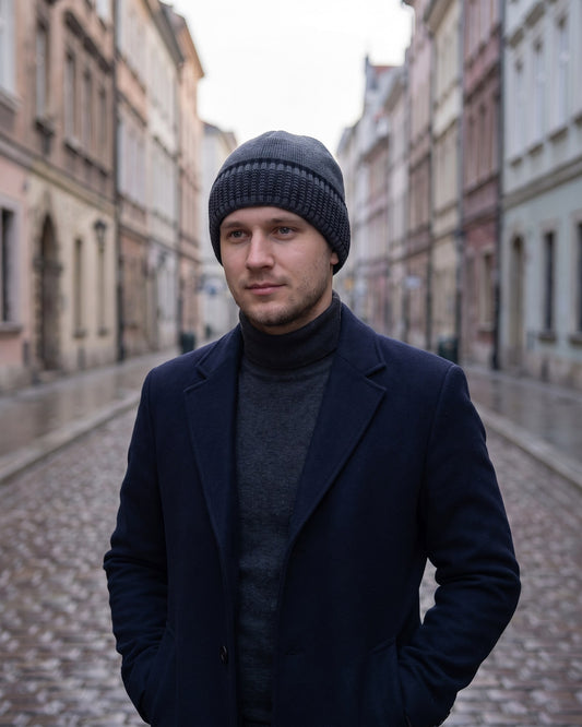 Czapka zimowa męska Nefryt — na modelce