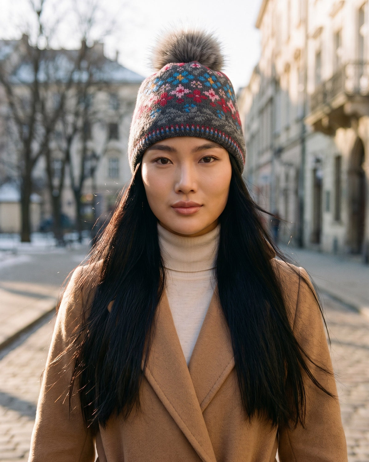 Czapka zimowa damska Zara — na modelce